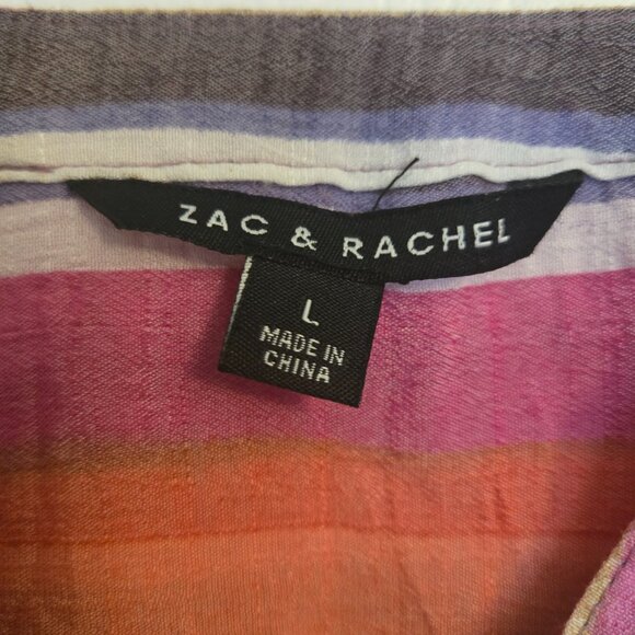 Zac & Rachel Women’s Large Striped Button Front Blouse Multicolor Long Sleeve - Picture 6 of 8